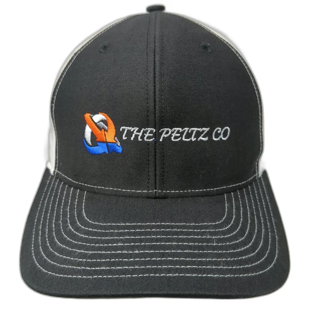 Richardson Trucker Hat Black One Size The Peltz Co Logo Snapback Contrast Stitch